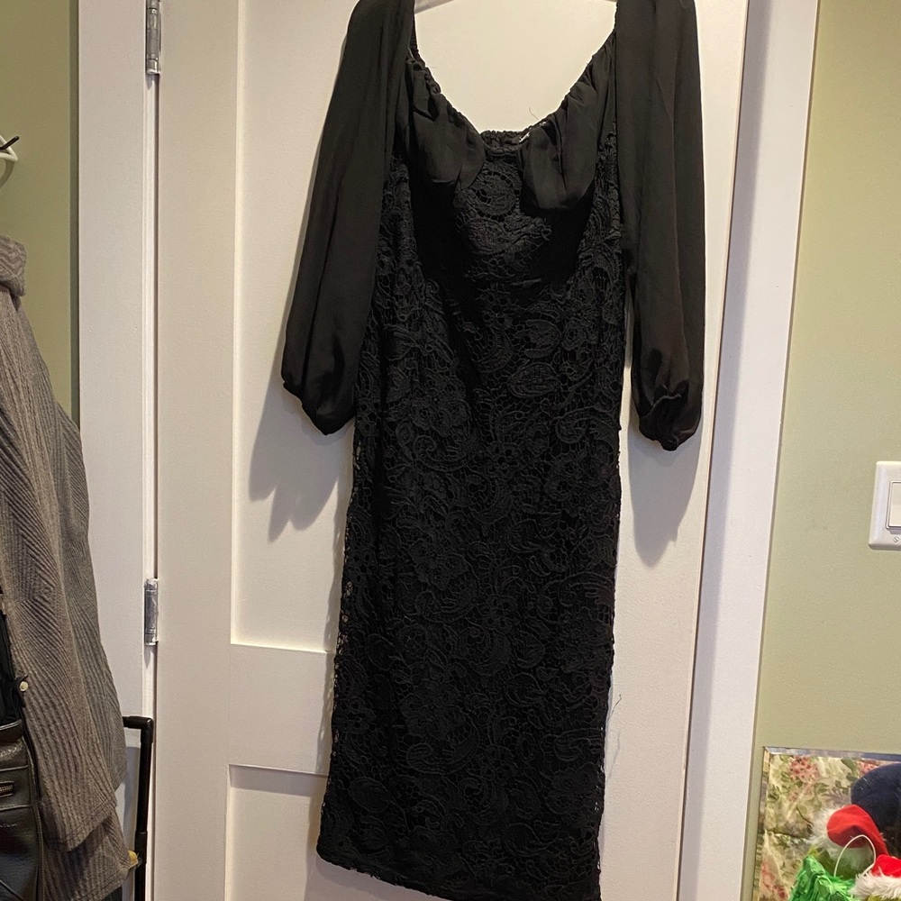 Boohoo Black Long Sleeve Lace Dress